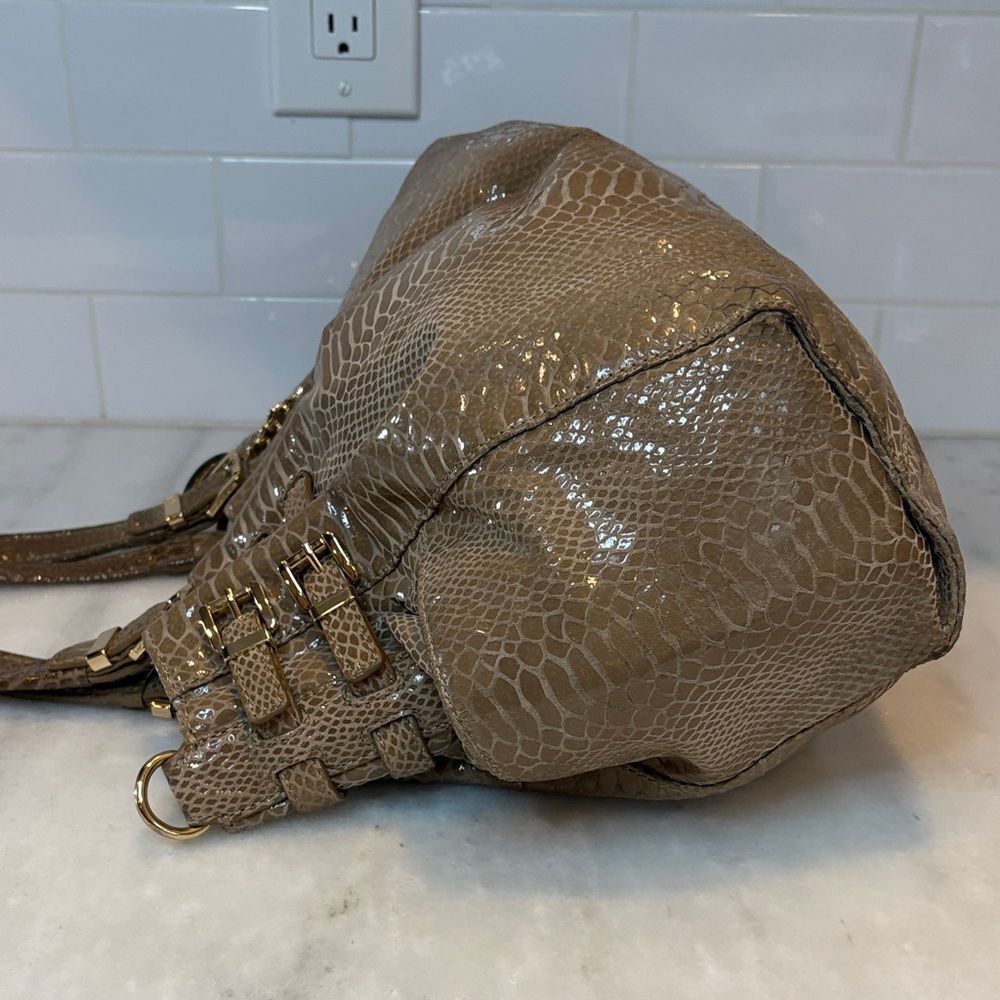 Michael Kors Bag Purse Handbag Edie Python Snakeskin Leather Buckle Shoulder - Picture 11 of 16